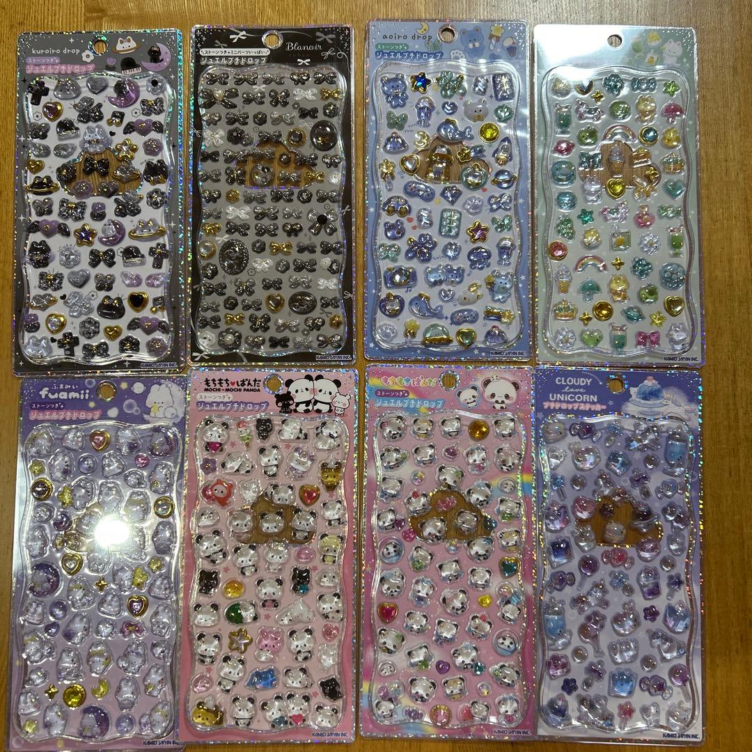 【正規品】ストーンつき　ジュエルプチドロップ　プチドロップステッカー　8点