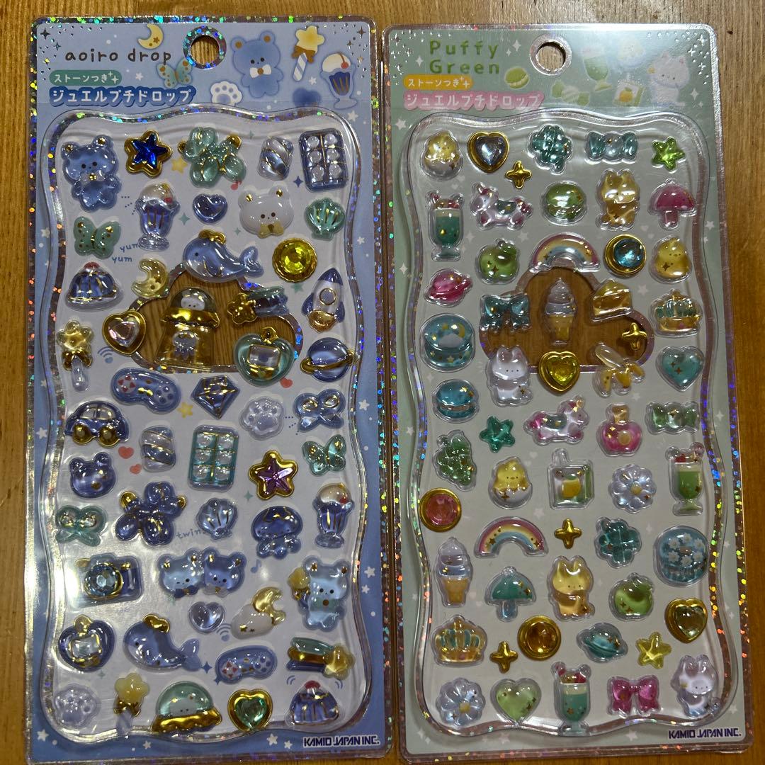 【正規品】ストーンつき　ジュエルプチドロップ　プチドロップステッカー　8点