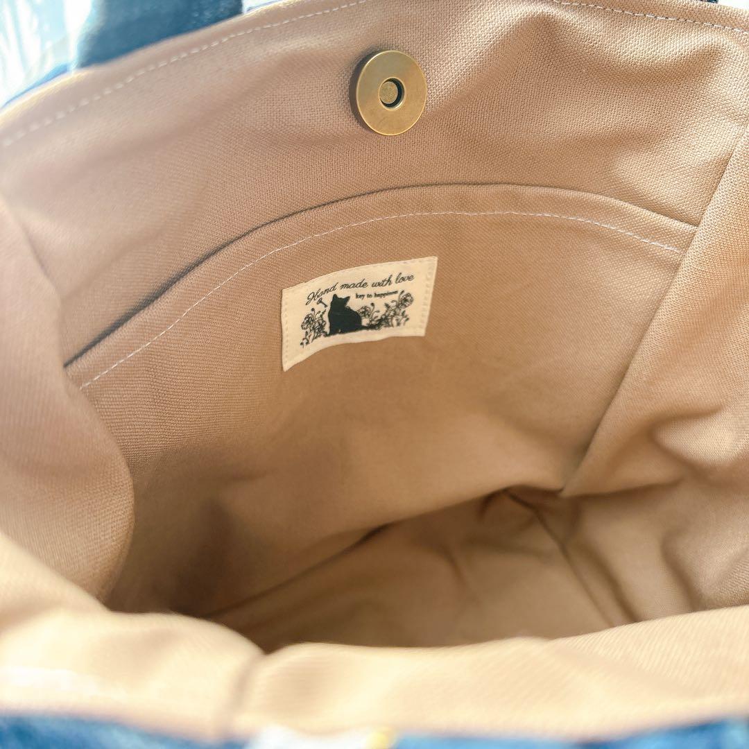 m*e様 コヤンイサムチョン　バッグ　アメショ風　タビー柄　ハンドメイド　デニム