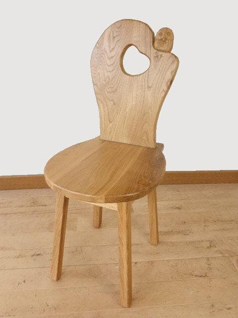 ふくろう　椅子　ダイニングチェアー　イスF　ナラ材　白木色　勇峰工芸（新）