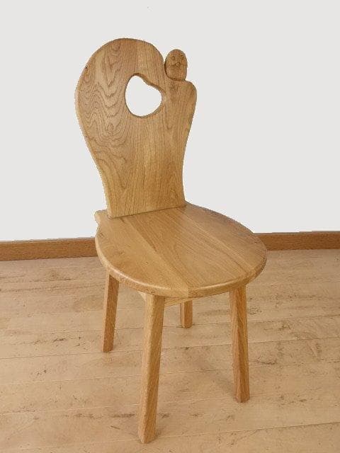 ふくろう　椅子　ダイニングチェアー　イスF　ナラ材　白木色　勇峰工芸（新）