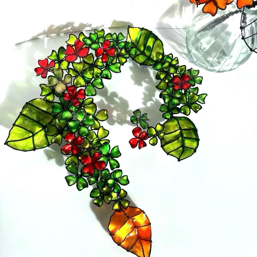 紫陽花リース　ワイヤークラフト　ディップアート 壁飾り　インテリア　アート