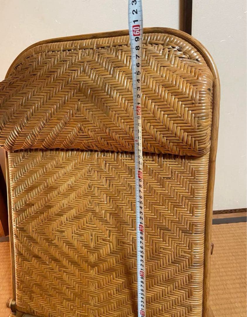 折りたたみ座椅子ラタン製、残り1点、ハイバックチェア　高60㎝座面奥行49横48