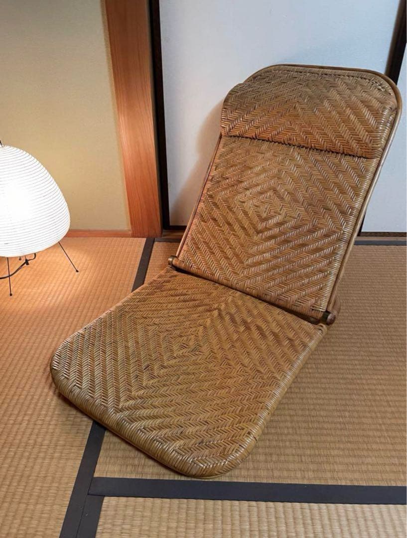 折りたたみ座椅子ラタン製、残り1点、ハイバックチェア　高60㎝座面奥行49横48