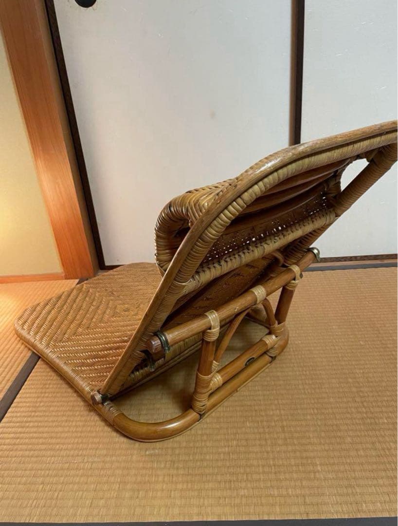 折りたたみ座椅子ラタン製、残り1点、ハイバックチェア　高60㎝座面奥行49横48