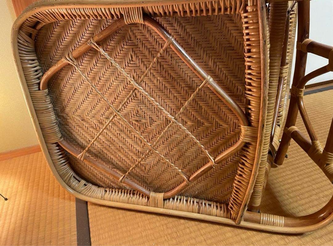 折りたたみ座椅子ラタン製、残り1点、ハイバックチェア　高60㎝座面奥行49横48