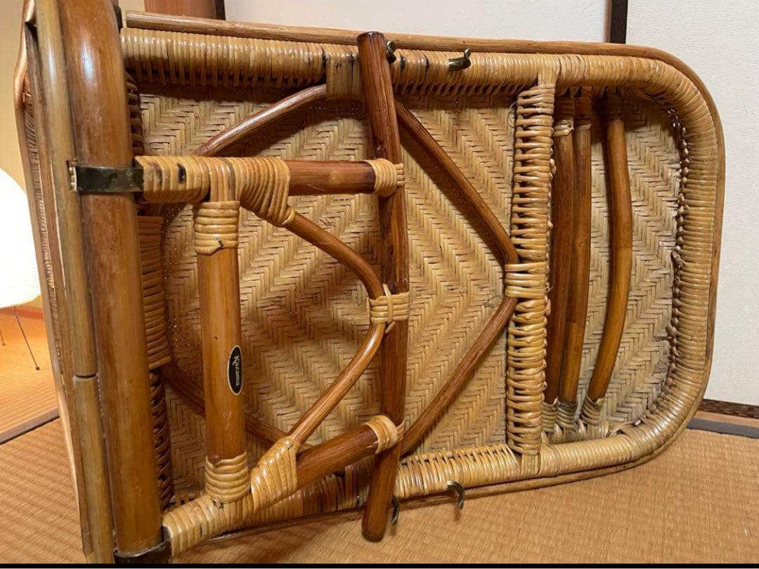 折りたたみ座椅子ラタン製、残り1点、ハイバックチェア　高60㎝座面奥行49横48