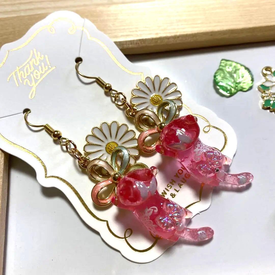 ☆お花とSpring猫ちゃんピアス☆