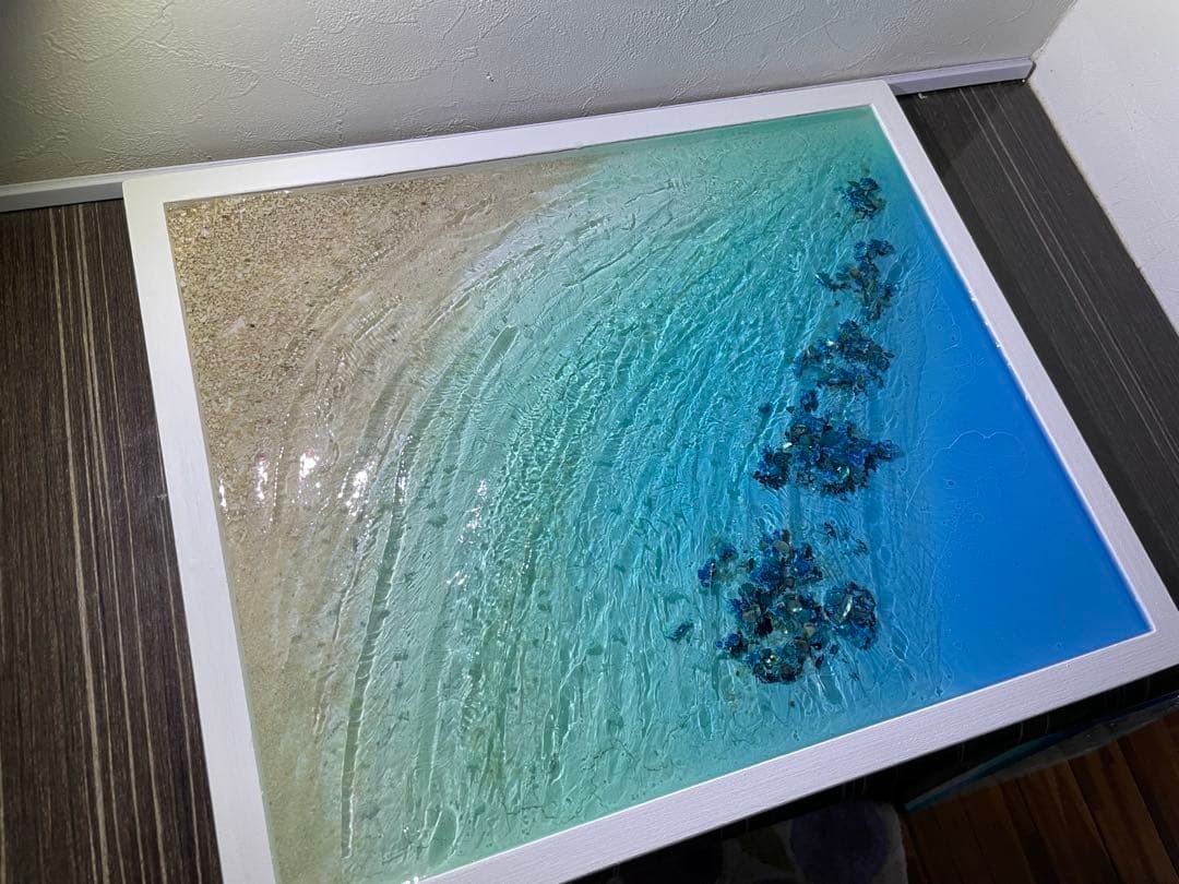海レジンアート さざなみクリスタル 壁掛けインテリア　A3額縁
