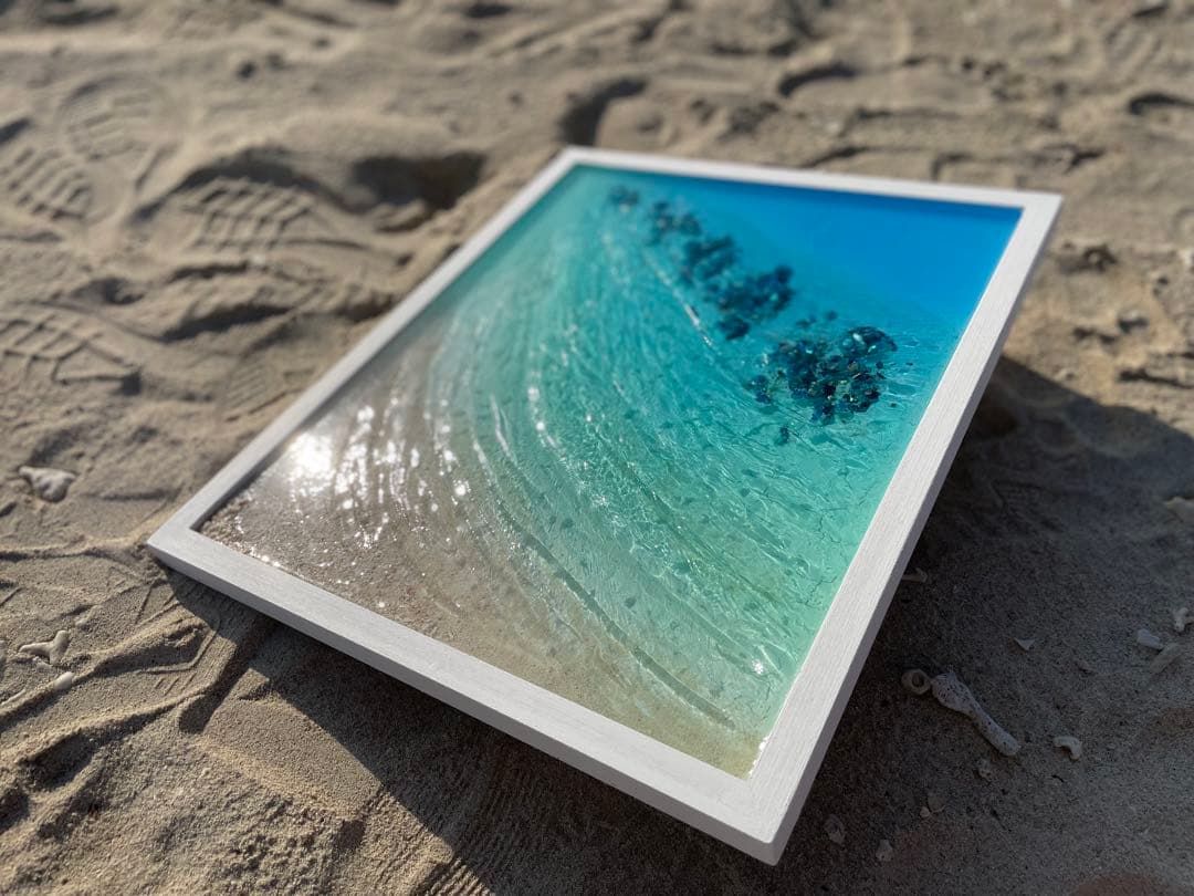 海レジンアート さざなみクリスタル 壁掛けインテリア　A3額縁