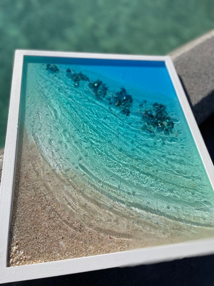 海レジンアート さざなみクリスタル 壁掛けインテリア　A3額縁