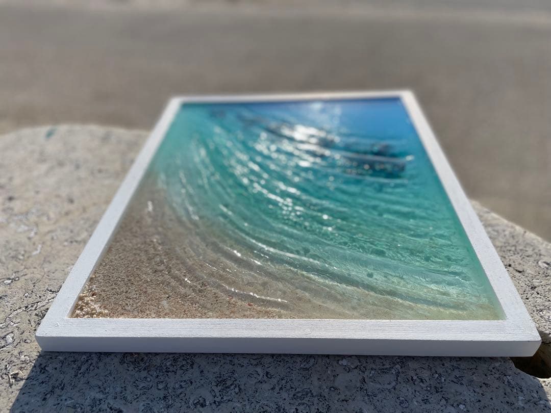 海レジンアート さざなみクリスタル 壁掛けインテリア　A3額縁