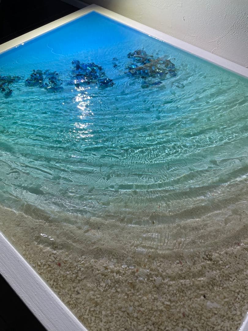 海レジンアート さざなみクリスタル 壁掛けインテリア　A3額縁