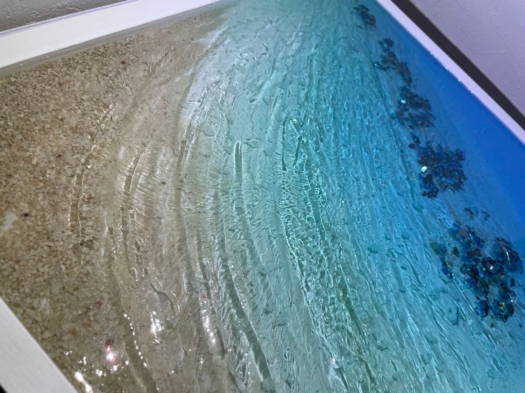 海レジンアート さざなみクリスタル 壁掛けインテリア　A3額縁