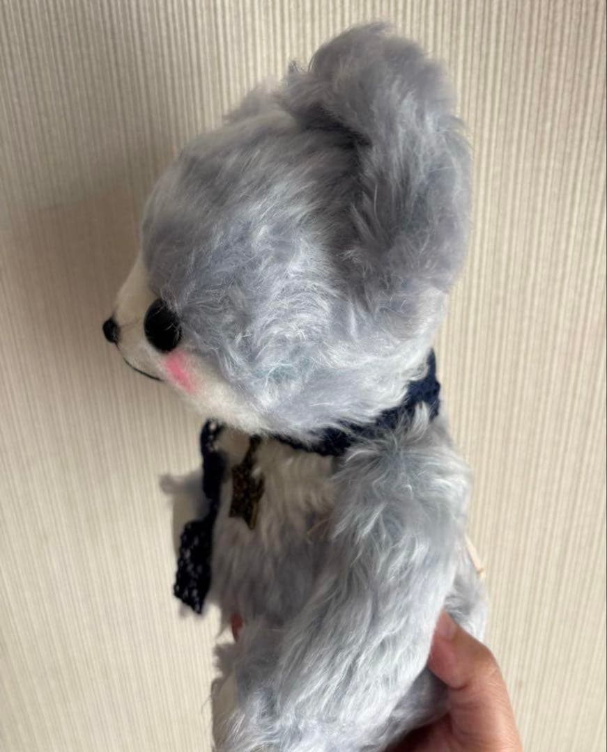 ぬいぐるみ　作家様　ブルーグレーのテディベア