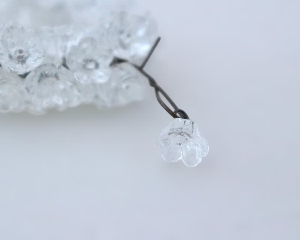 7,透明な花のガラスパーツビンテージアクセサリー素材