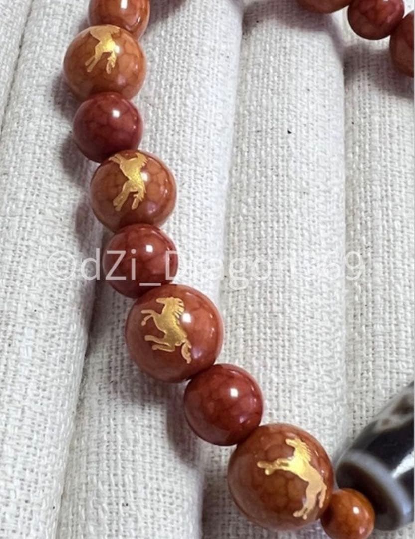 【 幻の天珠 ／ 最後の一柱 】上肯社製 西蔵老礦手工藏伝馬蹄紋馬九天珠のブレス