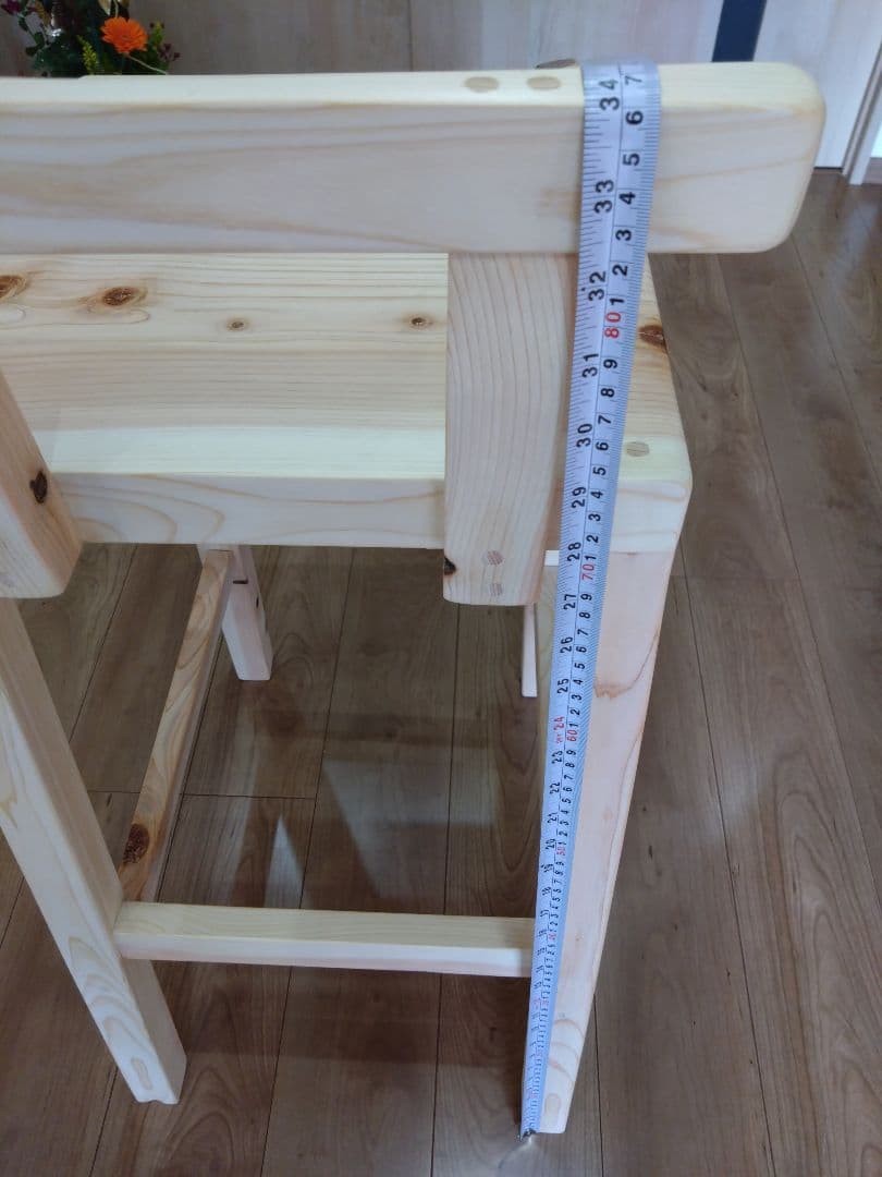 檜の椅子(68）再々値下げ❕カウンターチェア　背もたれ付き　座面等つるつる仕上げ