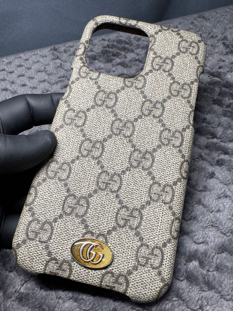 Gucci GGパターン ソフト 14promaxケース グレー