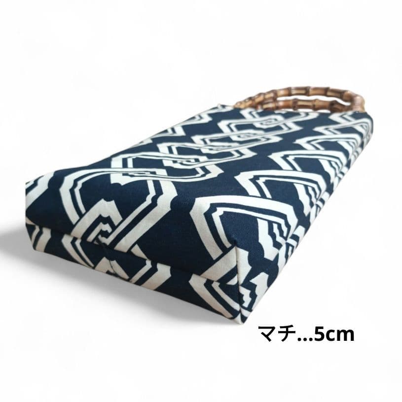 バンブー手提げ　吉原繋ぎ　紺　お祭りバッグ　和柄バッグ　神輿　祭り用品