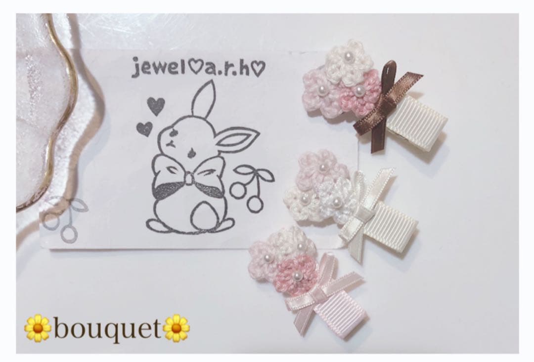 ハンドメイドベビーヘアクリップ  ヘアクリップ　さくらんぼ　いちご　うさぎ