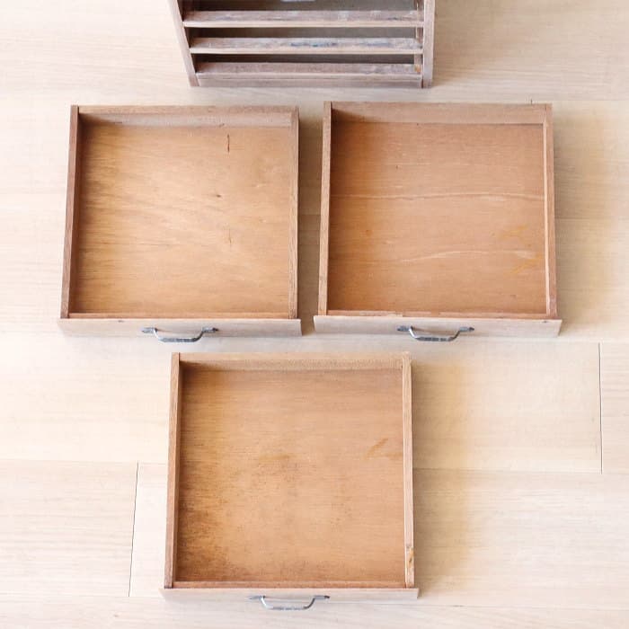 アンティーク ラワン材 整理箱 タンス 古家具 引き出し5杯 無塗装