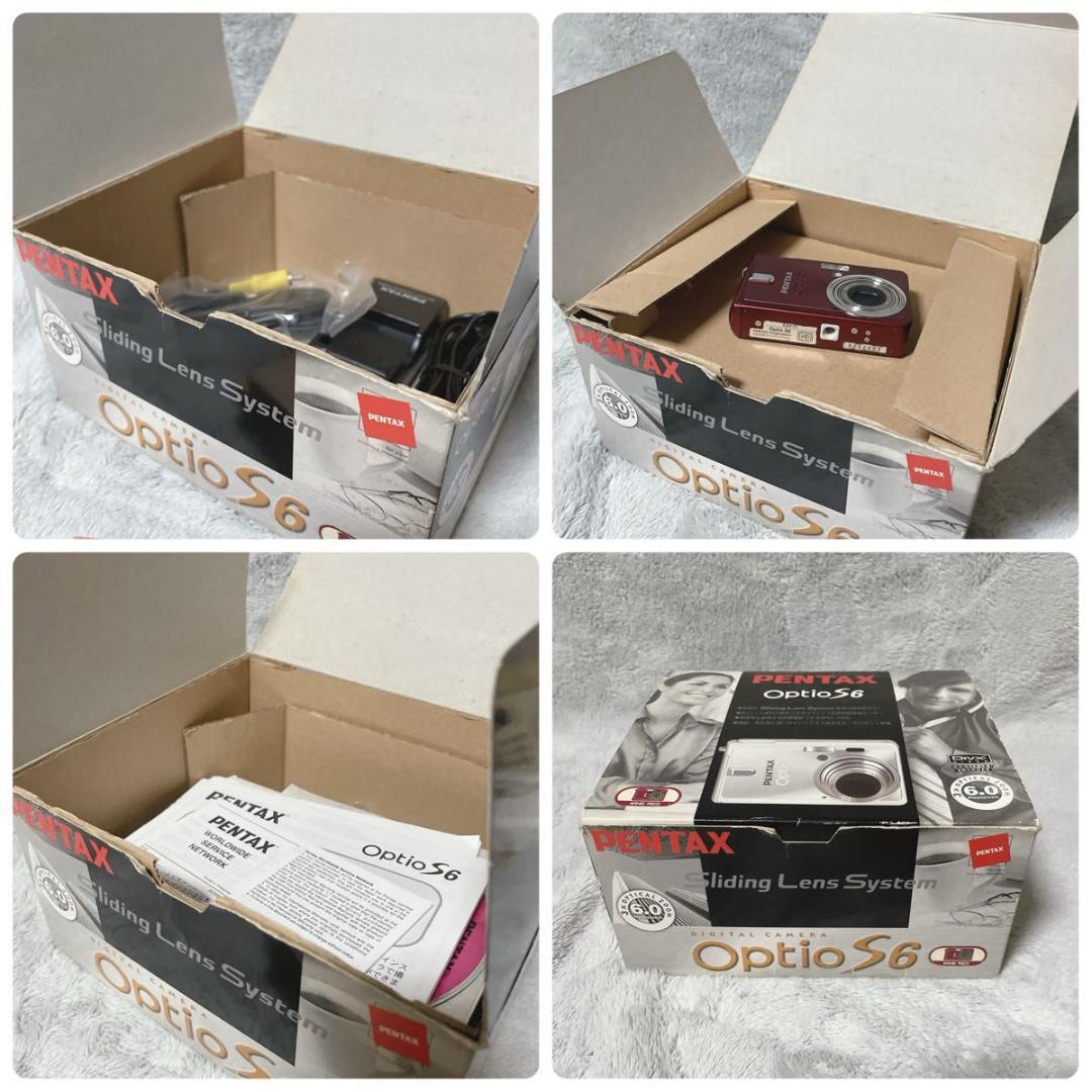 動作確認済 PENTAX ペンタックス Optio S6 ワインレッド コンデジ