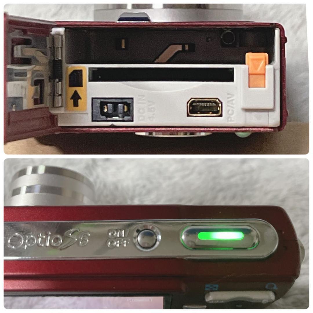 動作確認済 PENTAX ペンタックス Optio S6 ワインレッド コンデジ