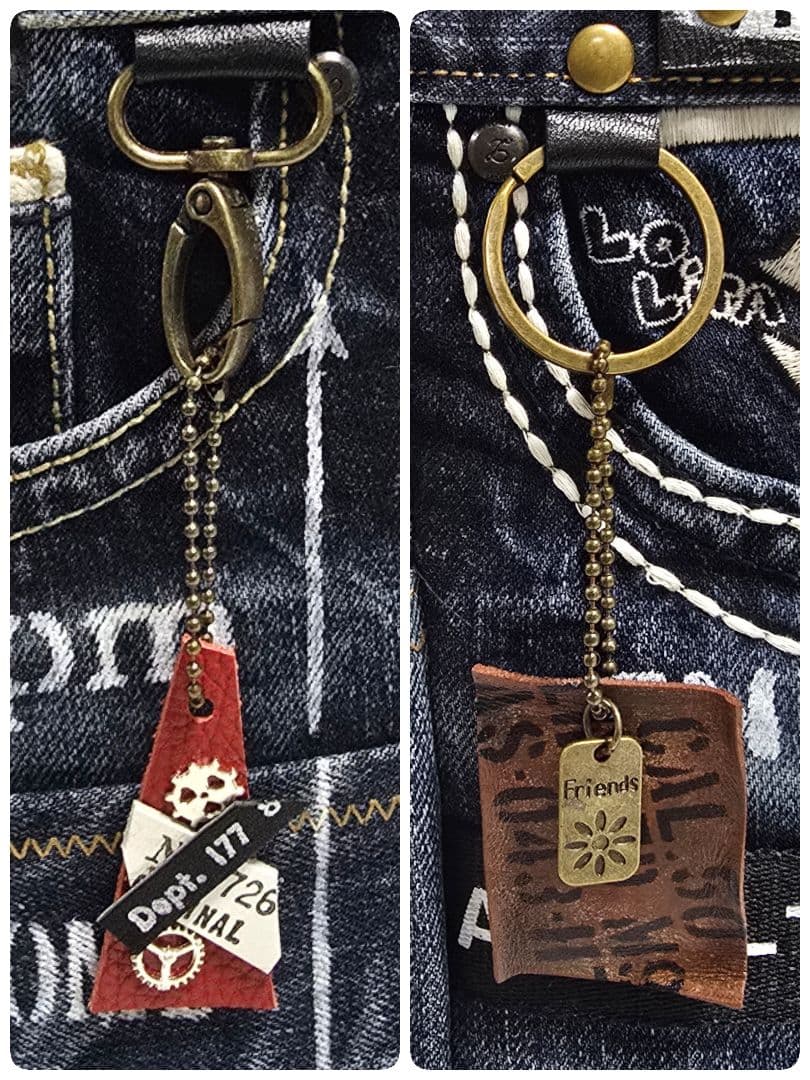 デニムリメイクバッグ 大サイズ 上部ファスナー カジュアル ストラップ付き