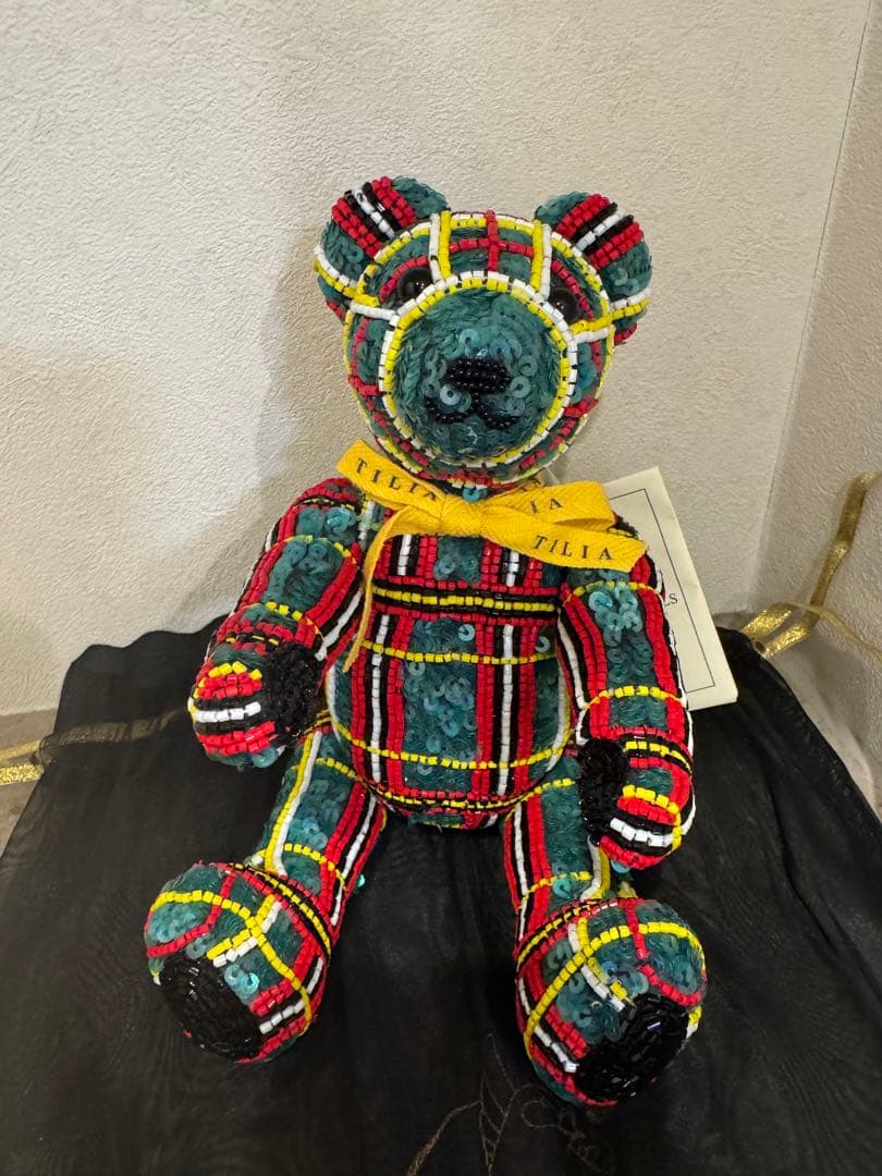 【美品】希少 チリア 田川啓二 ビーズとスパンコール刺繍のベア Mサイズ
