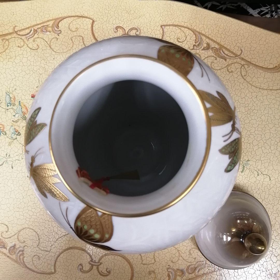 イタリア　アートモルベッリ　花瓶　金彩金蝕　陶磁器　蓋付き　飾り壷