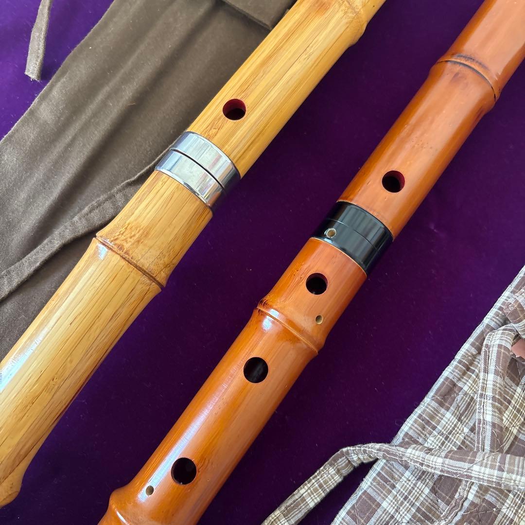 尺八　55cm竹製、52cm 木製？　2本セット 中古