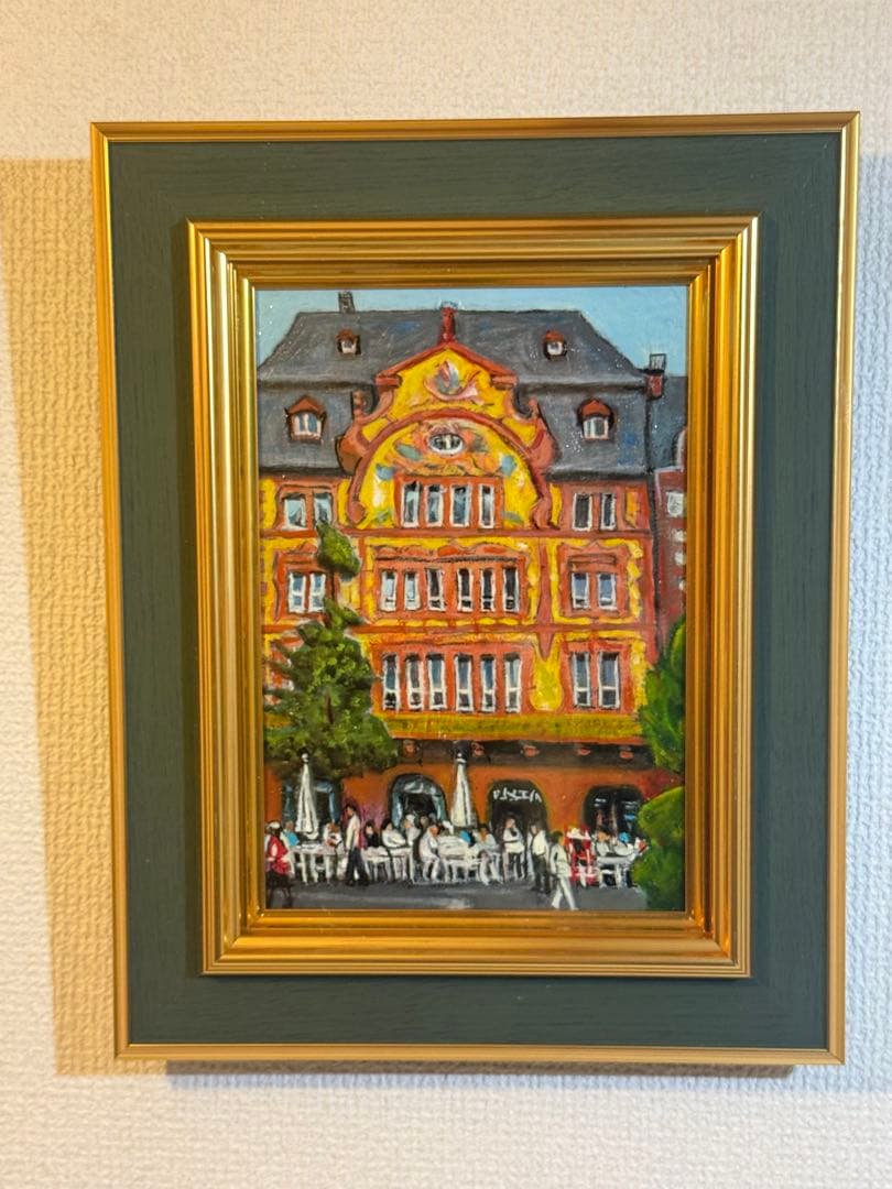 肉筆油彩画　【ドイツ旧市街の記憶】　作者不詳