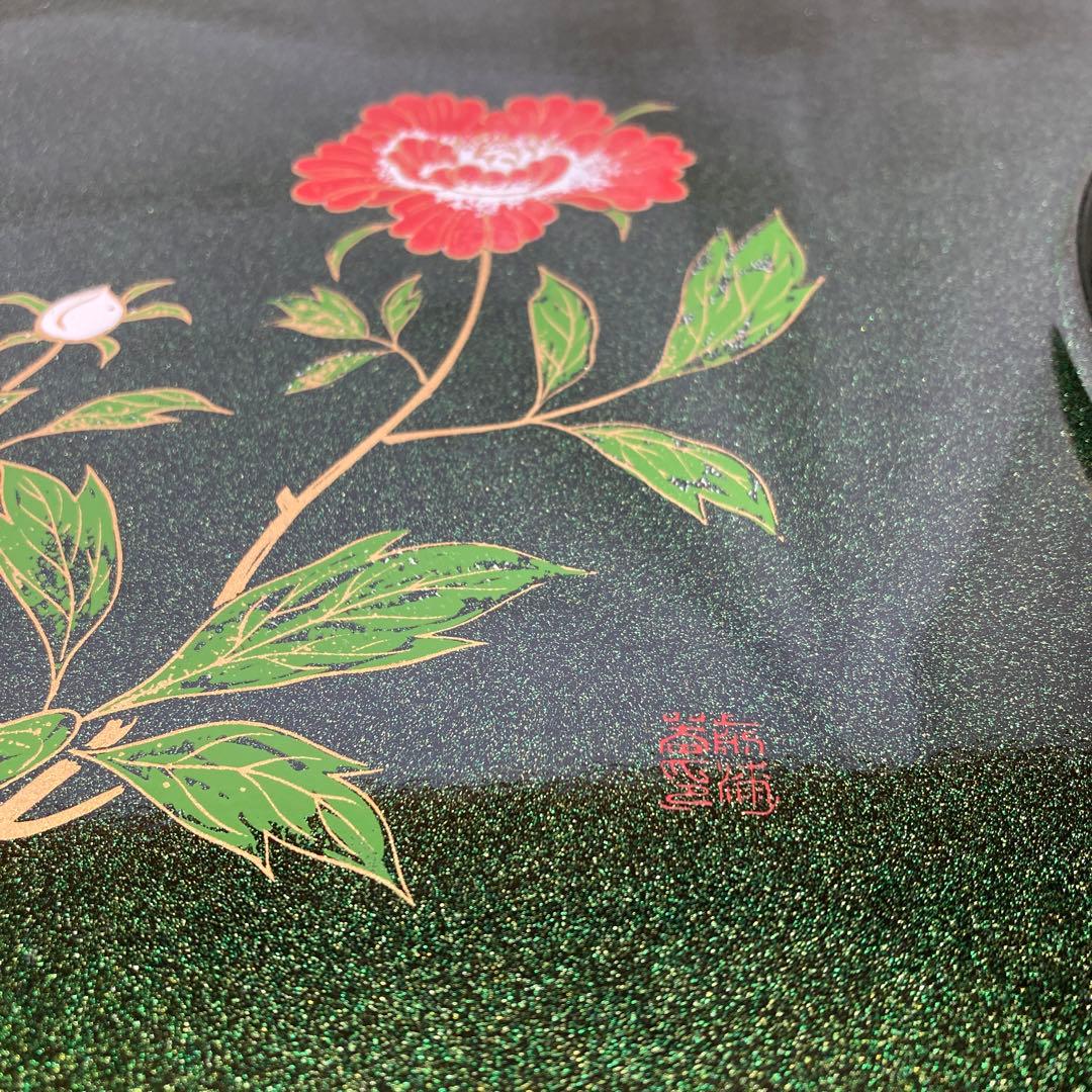 【未使用品】ポットワゴン　茶台　金彩蒔絵花文　美術漆器　アンティーク　06255