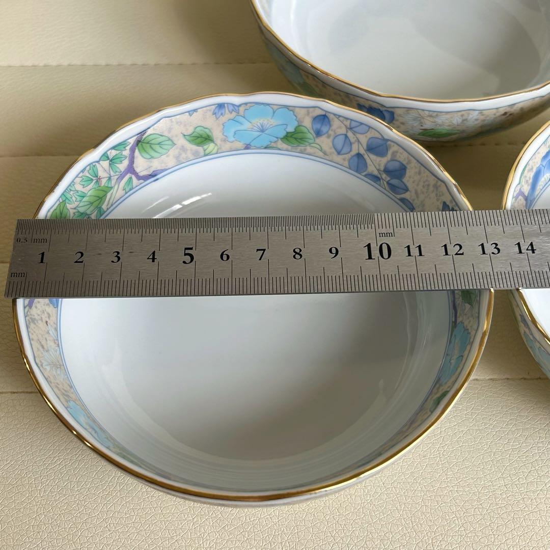 前畑陶器　庫山窯　花銀彩　小鉢揃　５枚セット　色絵　煮物鉢　深皿　とんすい　金彩