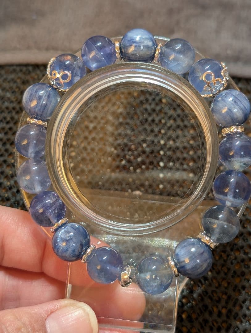 【天然石】デザインブレスレット　カイヤナイト　ブルーフローライト