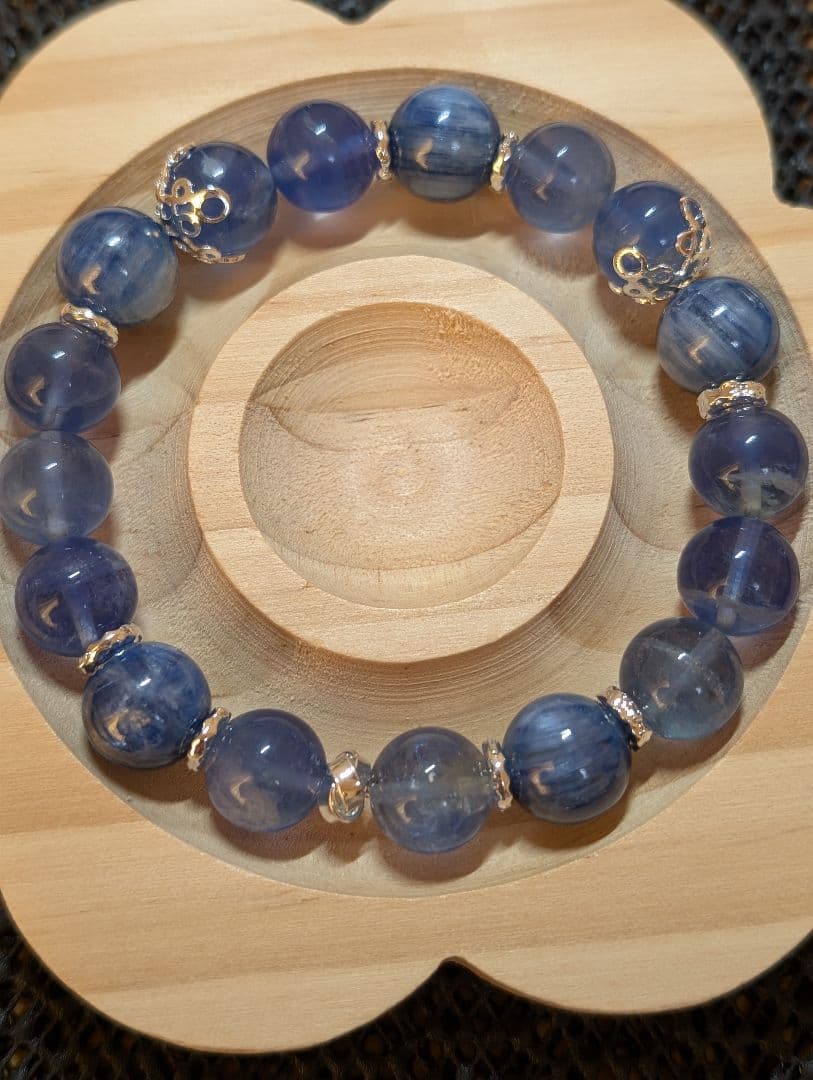 【天然石】デザインブレスレット　カイヤナイト　ブルーフローライト