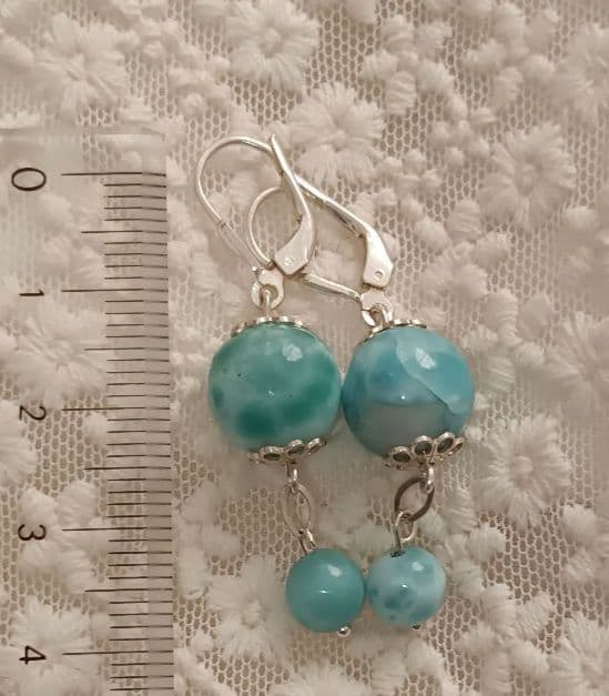 レア【ラリマー】ドロップピアス　ハンドメイド　＃003