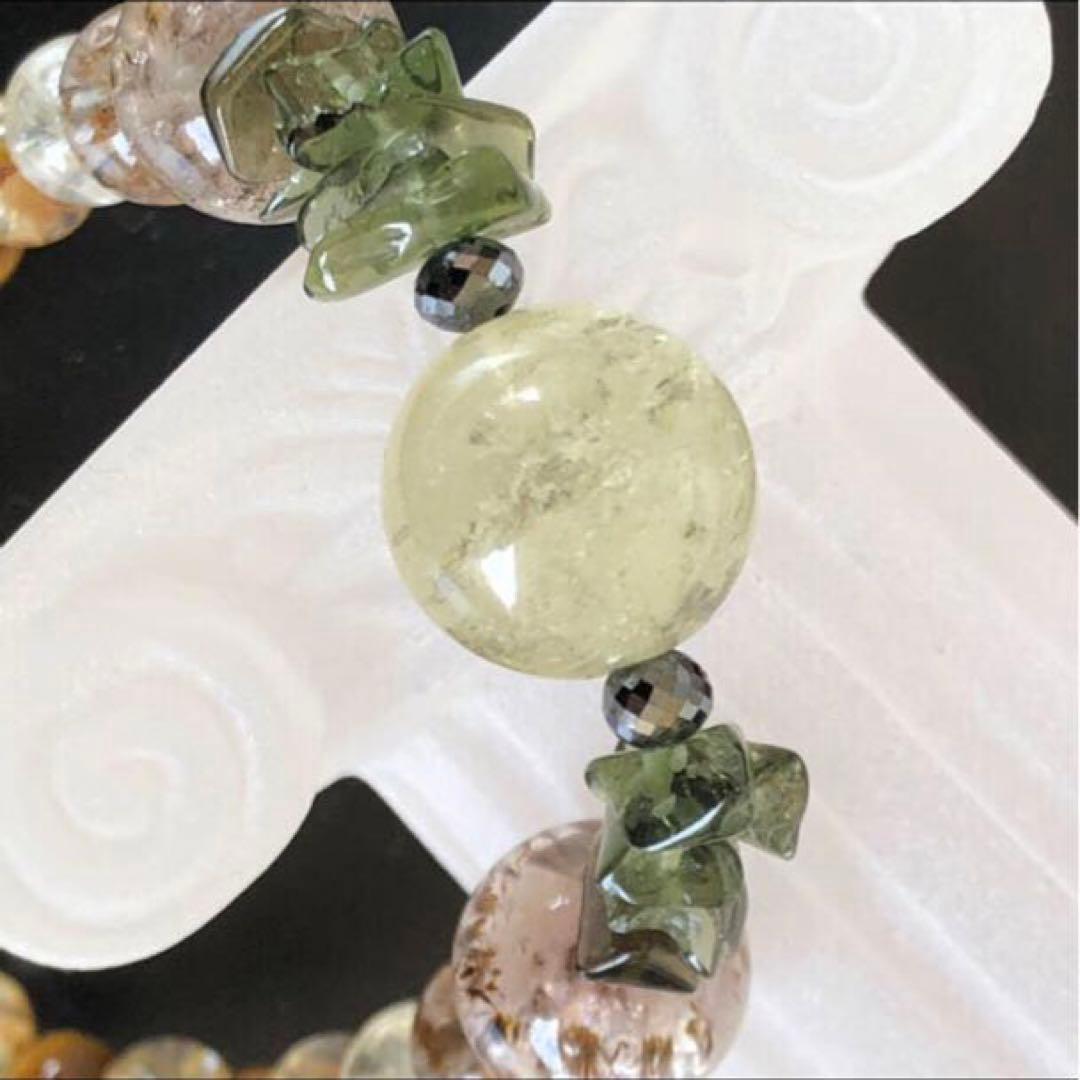 リビアングラス モルダバイト ブラックダイヤ ルチル 天然石ブレスレット