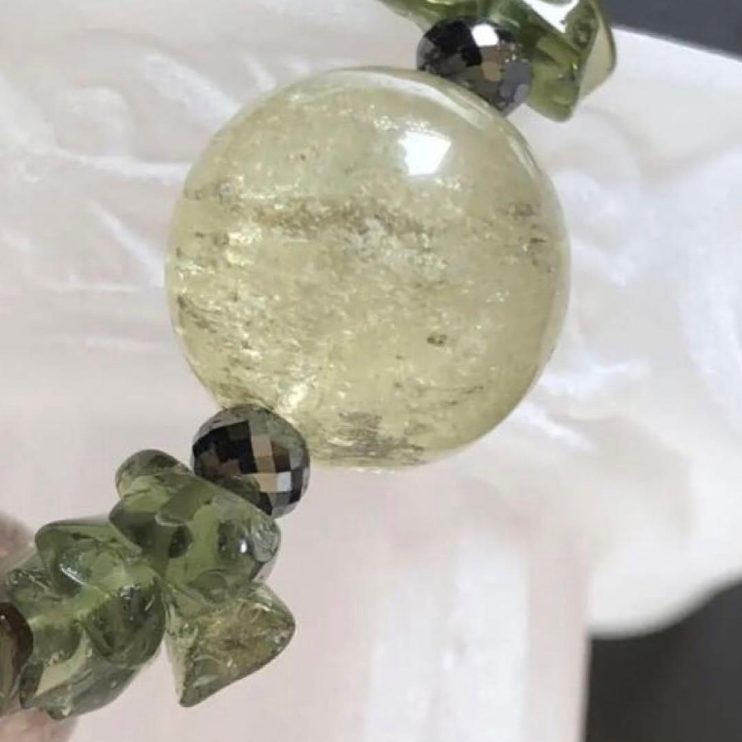 リビアングラス モルダバイト ブラックダイヤ ルチル 天然石ブレスレット