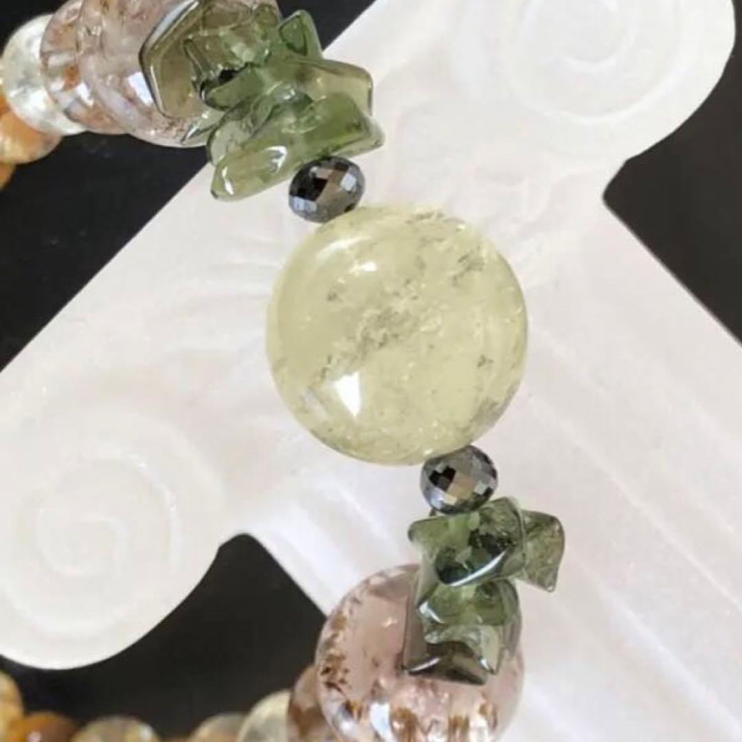 リビアングラス モルダバイト ブラックダイヤ ルチル 天然石ブレスレット