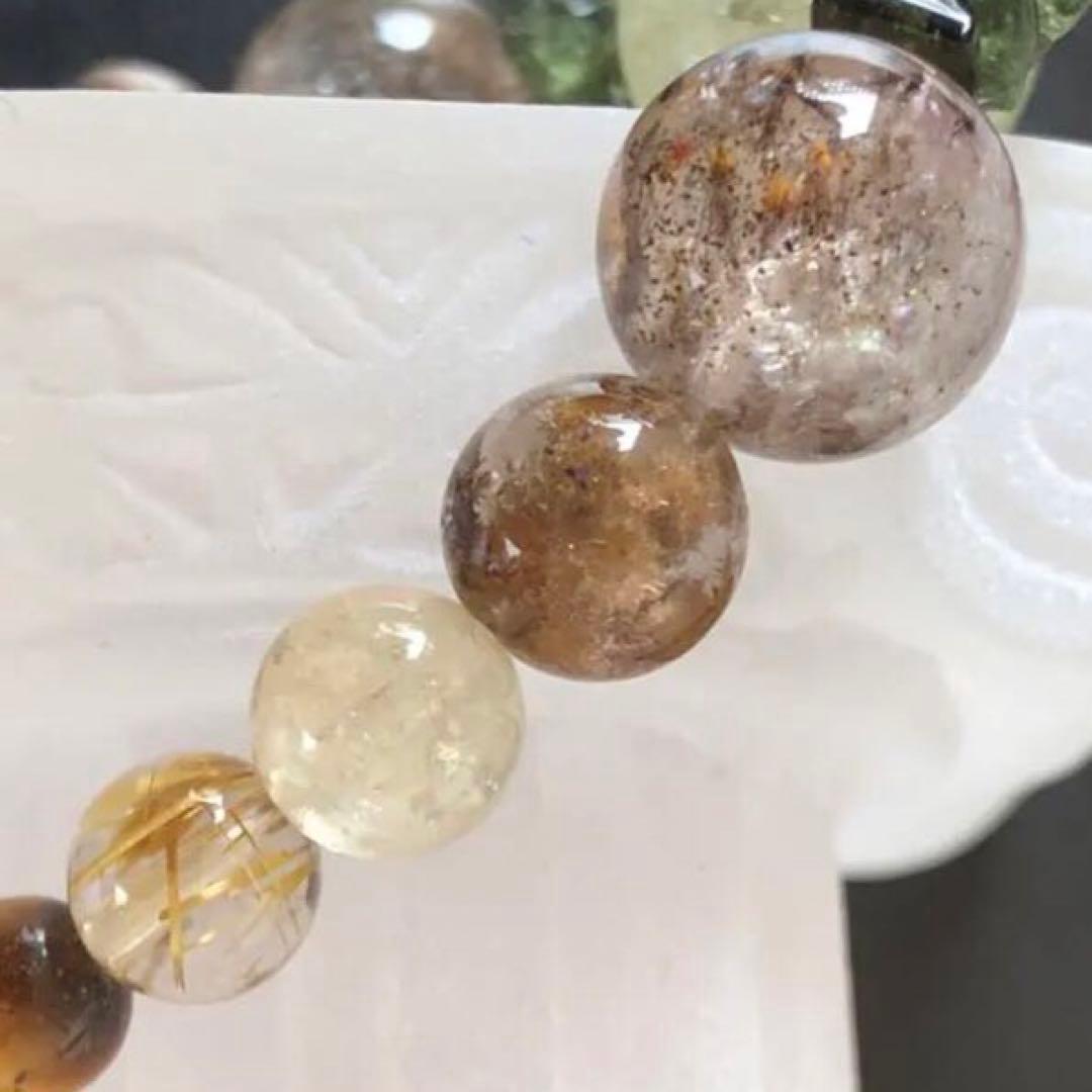 リビアングラス モルダバイト ブラックダイヤ ルチル 天然石ブレスレット