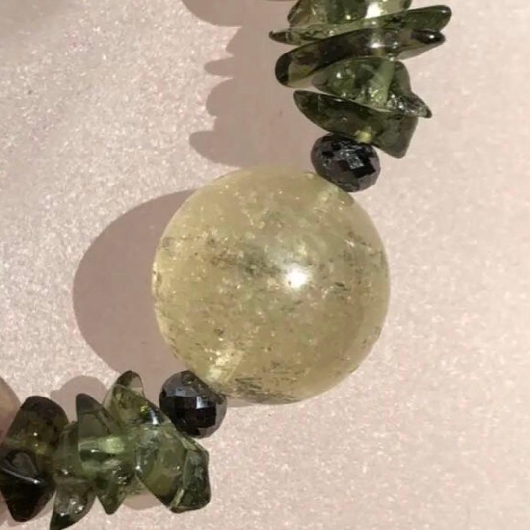 リビアングラス モルダバイト ブラックダイヤ ルチル 天然石ブレスレット