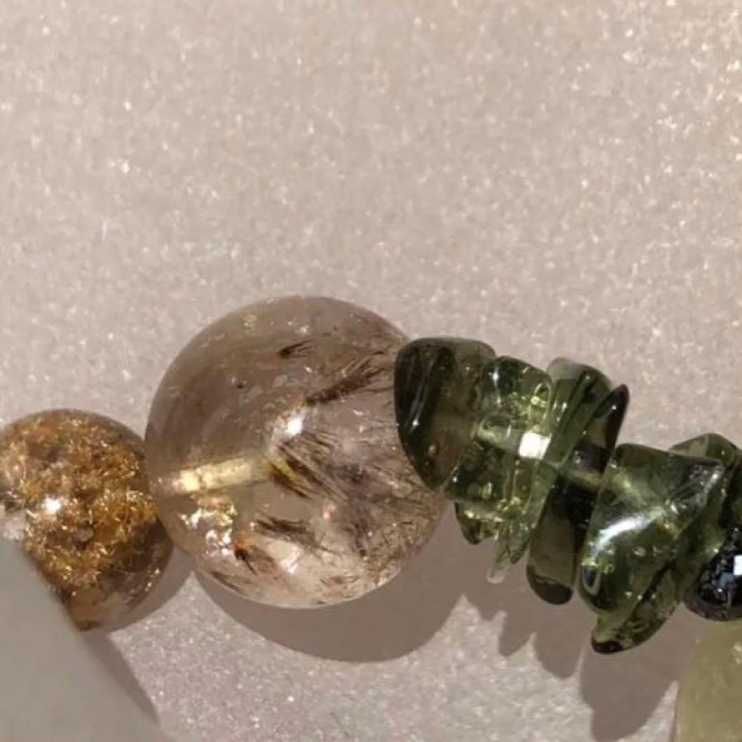 リビアングラス モルダバイト ブラックダイヤ ルチル 天然石ブレスレット