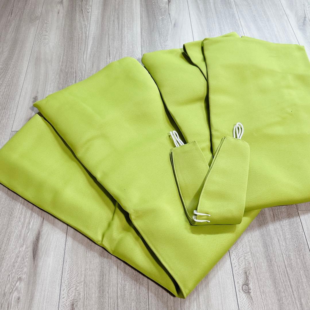 カーテン 節電対策 黄緑 幅100×丈200cm ２枚セット 厚手カーテン