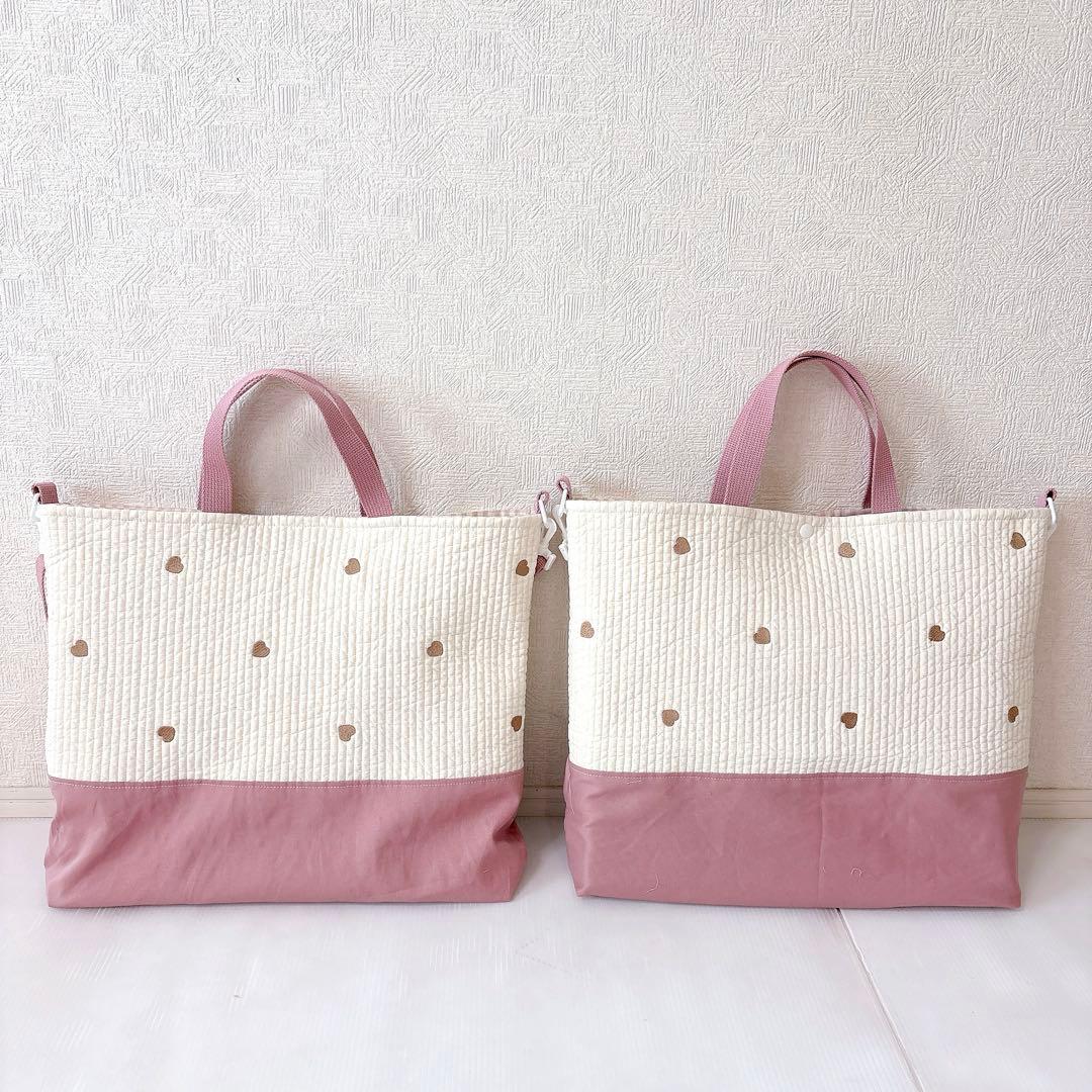4/8まで到着　レッスンバッグ ×2 ヌビ　ハート刺繍