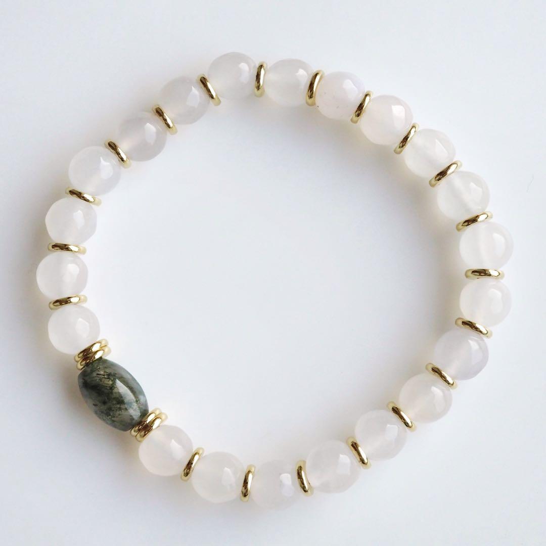 【もも】ホワイトジルコニアのゴムブレスレット