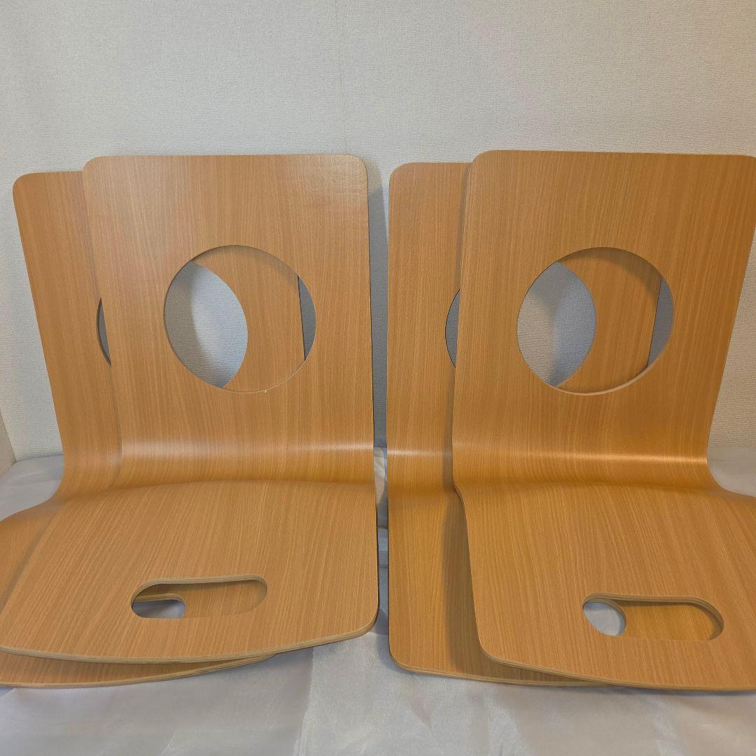 【美品】木製 座椅子 ４台まとめ売りセット 背もたれ付 和モダン ブラウン 茶色