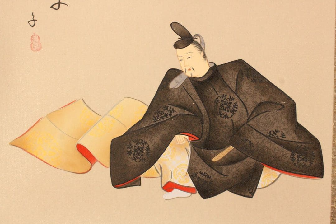 5266 掛軸　小林豊子　「王朝絵巻御掛軸」　人物画賛　絹本着色　共箱　送料無料