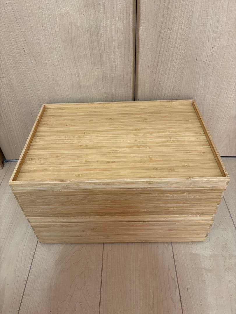 期間限定お値下げ　新品　無印　重なる竹材長方形ボックス　小サイズ　セット